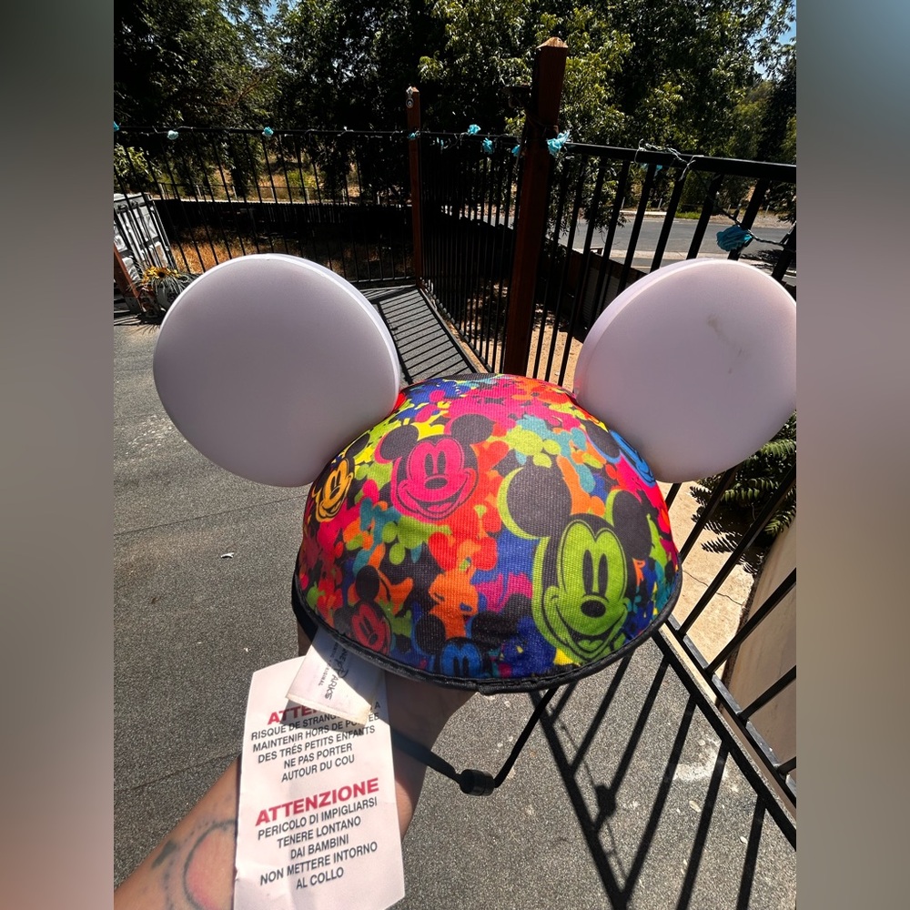 Disney Kids Neon Mickey Ears Hat in White and Multicolor